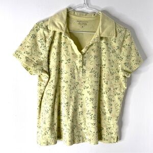 Vintage Yellow Floral Polo Tee Comfortable Classic Versatile for Every Wardrobe